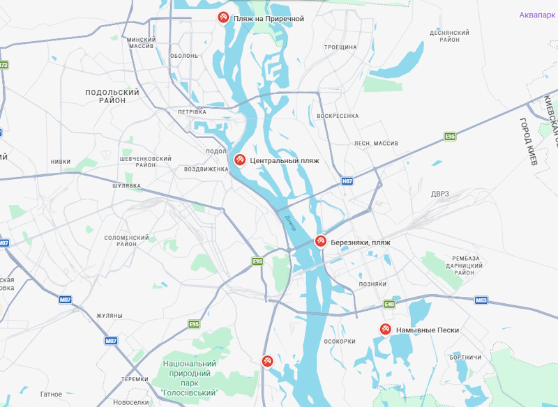 Популярні пляжі Києва